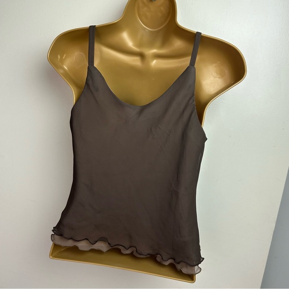 Ursula Brownish & Tan Y2K Vintage Tiered Chiffon Cowl Neck Whimsical Fairy Top 6 - Picture 5 of 14